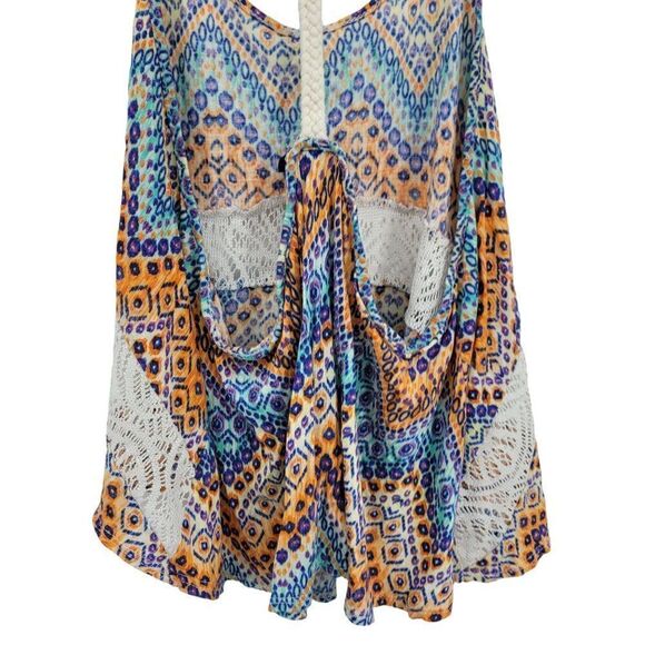 Rue21 Crop‎ Top M Rope Racerback See Through Lace Chevron Swing Hippie Festival - Picture 8 of 10